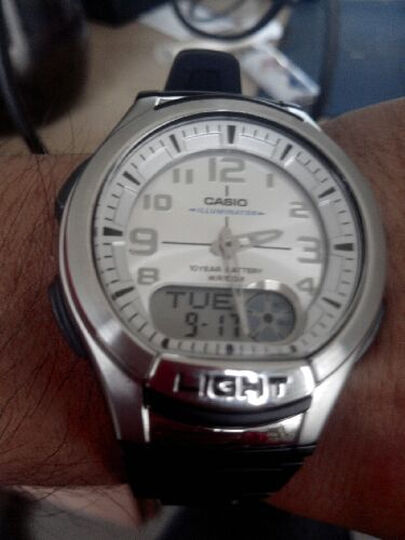 CASIO卡西歐雙顯指針男士手表AQ-180W-7B 便宜又耐用，精準(zhǔn)記錄每分每秒